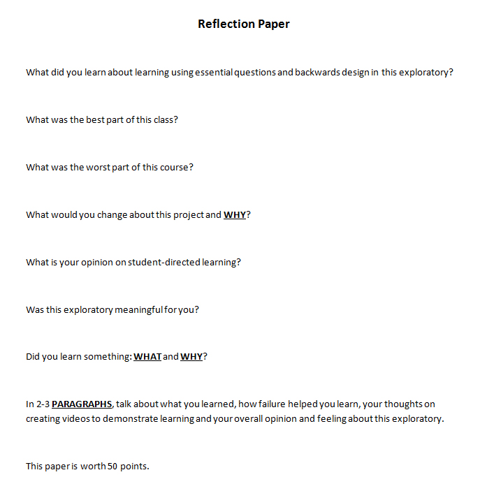 Reflection essay about a class